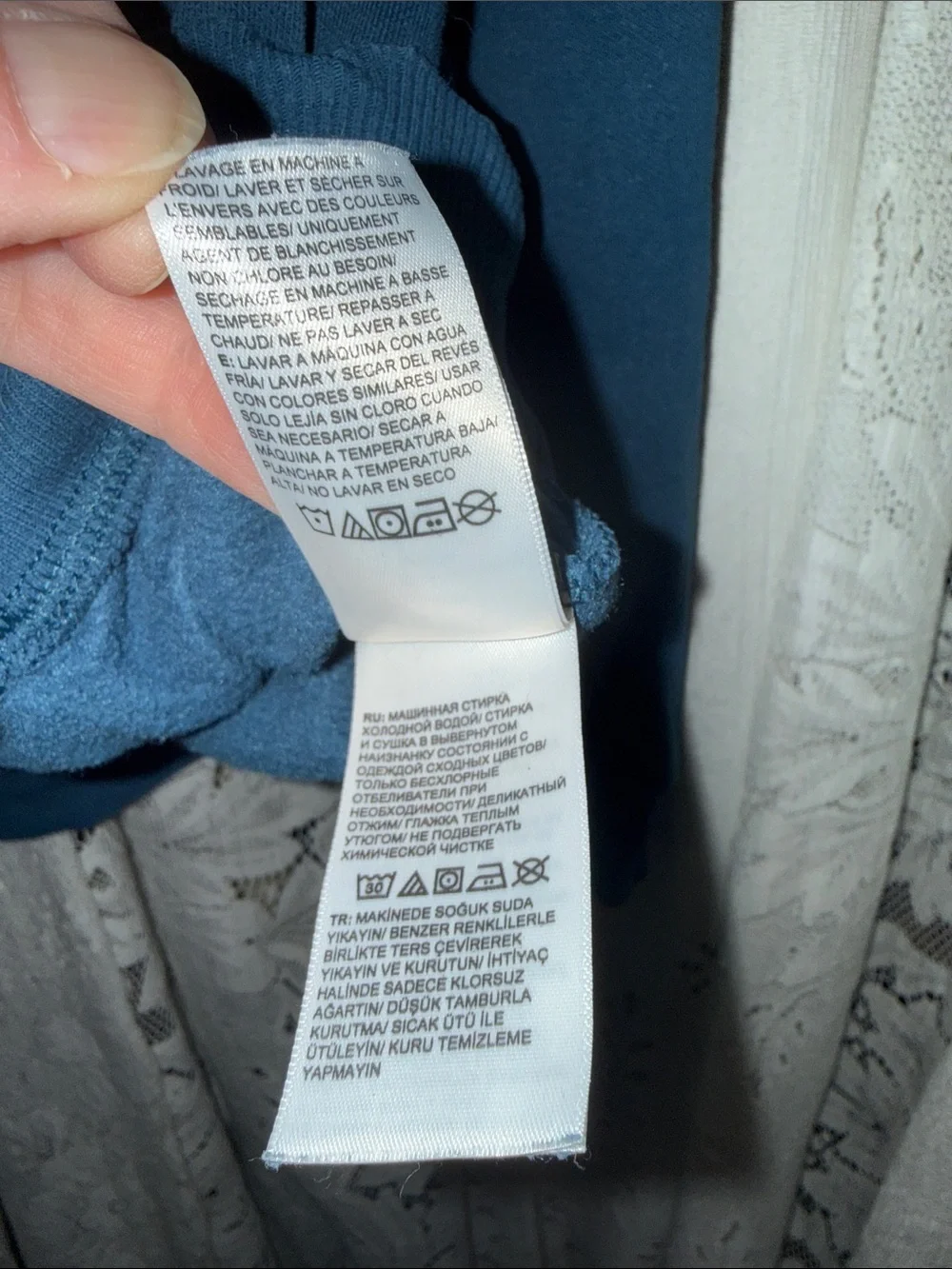 The North Face Blue Hoodie with White Logo